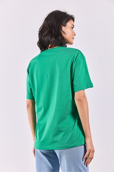 VENA Jeans Printed Crew Neck Regular Fit T-Shirt - Green