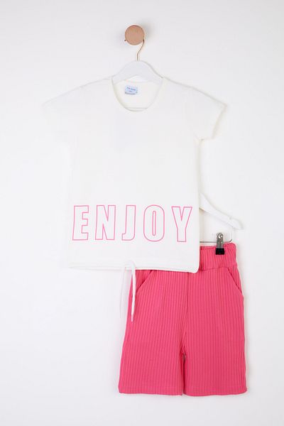 TOFİSA Girl's Pink Printed Double Set - 25372