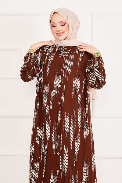 EBRUTESETTÜR Buttoned Viscose Hijab Dress