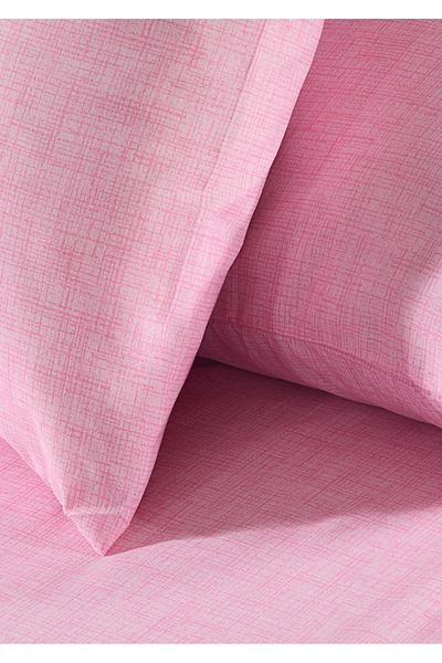 Sivalde Double Fitted Pink Pillowcase Elastic Sheet Set