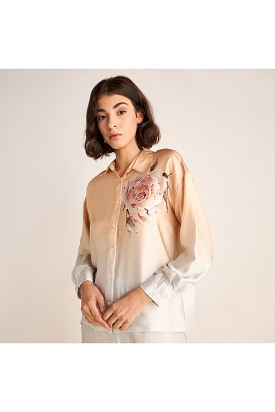 FAV Floral Print Long Sleeves Shirt and Elasticated Pyjama Set
