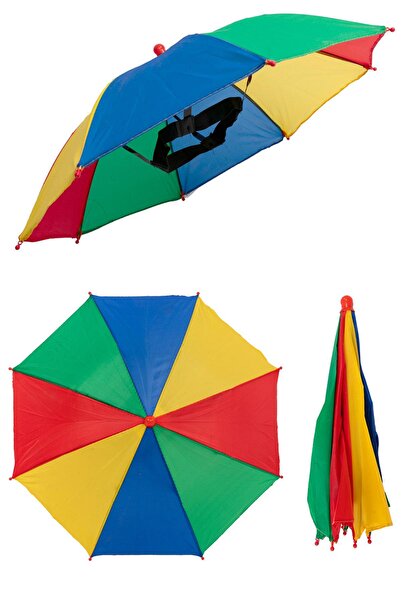 Marlux Kafaya Takılan Şapka Şemsiye Gölgelik Plaj Yazlık Kafa Şemsiyesi Renkli KAFASEMS001R