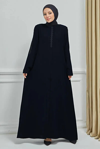 Moda Hayme Kol ve Ön Şerit Detaylı Ferace