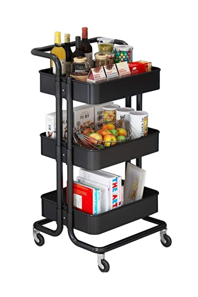 DRAMA HOME عربة تخزين متعددة الاستخدامات بعجلات 85*42*36سم تصميم عصري لتنظيم مثالي