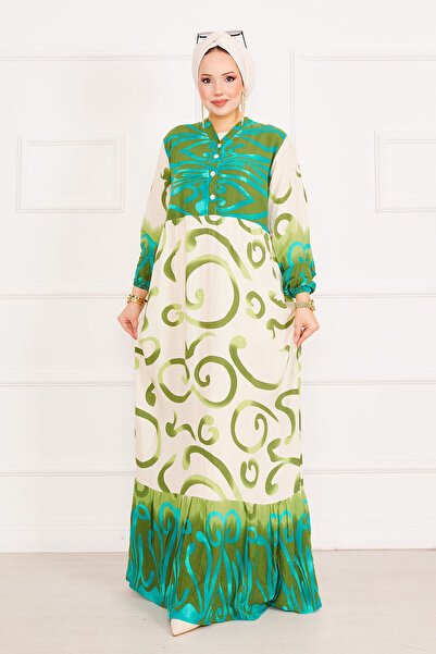 EBRUTESETTÜR Patterned Button Detailed Hijab Dress