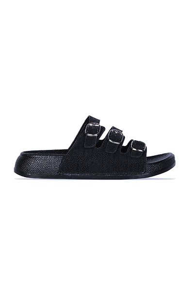 Pienn 3 Buckle Glitter Women's Flat Slippers