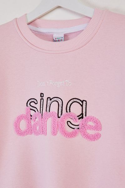 TOFİSA Girl's Powder Embroidered Sweatshirt - 26457
