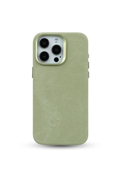 megaMobile Husă megaMOBILE® DENIM pentru iPhone 16 Pro Max, verde deschis