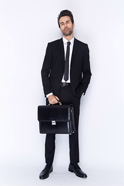 Aka Deri Leather Black Classic Briefcase 290 1