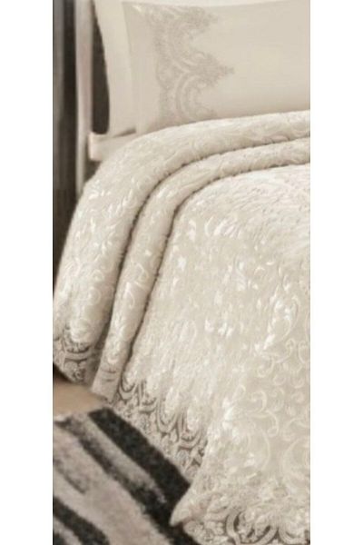 ZADA HOME Bedspread Cream Double French Laced Blanket Set, Set