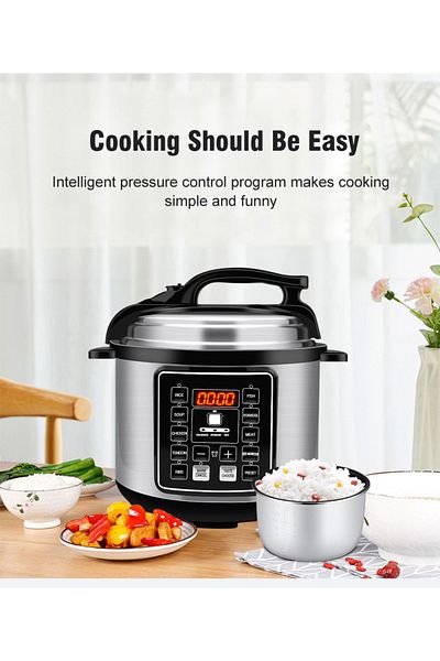 Silver Crest 10 In 1 Electric Pressure Cooker Instant Programmable Smart Pot 1050 Watts, 6 Liters, Black MES6817