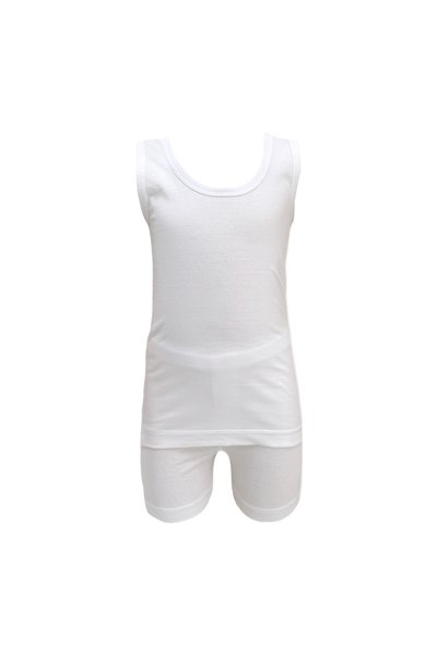 City Rose Fashion 3 - Pieces Boy's Cotton Vest Undershirt and Short underwear set white