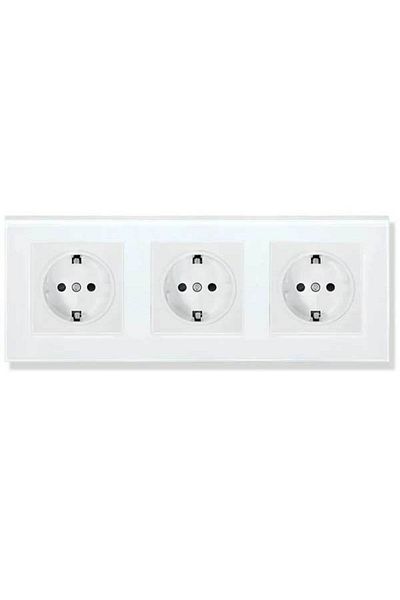 CLASSLIGHTS Priză triplă cu ramă din sticlă securizată, 16a, albă