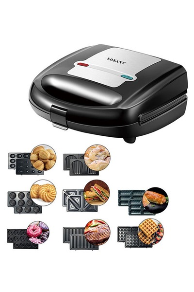 SOKANY 8-In-1 Non-Stick Multi Snacks Maker with Sandwich plate/Waffle plate 7...