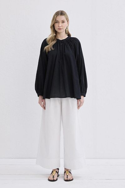 KADRİYE BAŞTÜRK Cămașă Flam Linen Neagră
