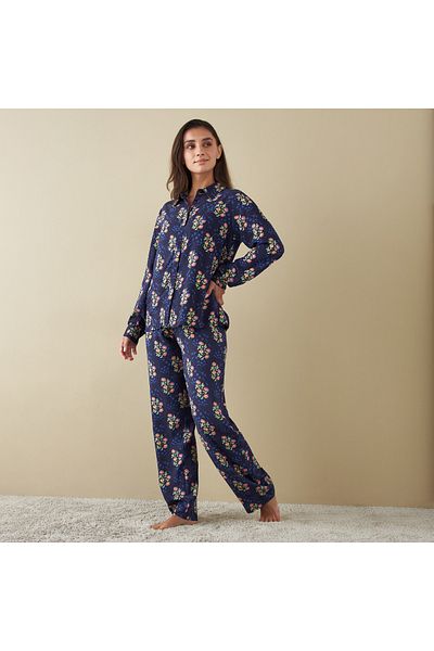FAV All-Over Floral Print Shirt and Pyjama Set