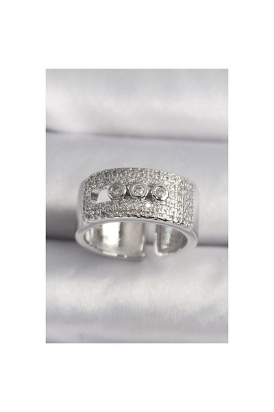 Marsilyan Brass Silver Color Zircon Stone Messika Model Women's Ring - Tj-Byk3487