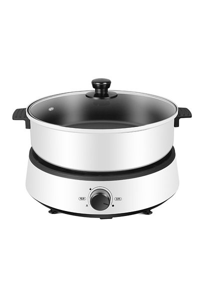 FlashHawk Multi-Functional Electric Hot Pot for Fry/Boil/Suffocate, 1350W, 4L Tempered Glass Lid TKM-001