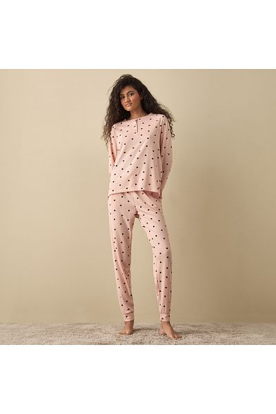 FAV Printed Long Sleeves T-shirt and Pyjama Set