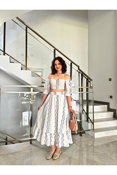 Butik مجموعة تنورة مفصلة على شكل صدفة ملونة