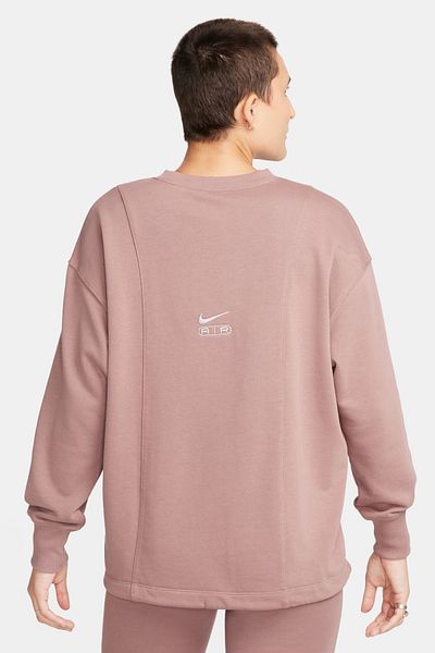 Nike Дамски суитшърт с голям размер и кръгло деколте Air French Terry Дамски суитшърт с голям размер, цвят кафяв