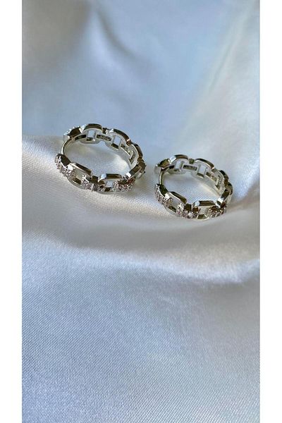 H&S AKSESUAR Baguette Stone Round Earrings