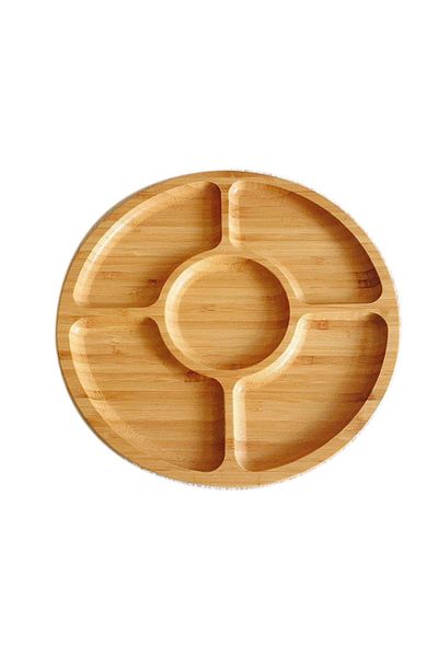 OEM Bamboo snack tray with 5 compartments, 25cm, ideal for serving snacks