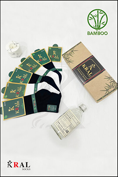 KRAL SOCKS Erkek Çorap 6 Çift Dikişsiz Yazlık Bambu Kısa Patik Set (HEDİYE KUTULU)