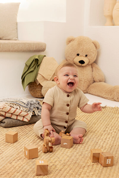 MİLNA BABY&KİDS 100% Cotton Muslin Baby Rompers with Pockets (0-9 Months)