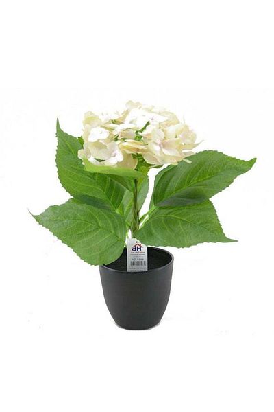DRAMA HOME Artificial Hydrangea Plant in Pot - 40cm H x 14cm W - Realistic Leaves and Natural-Looking Flowers