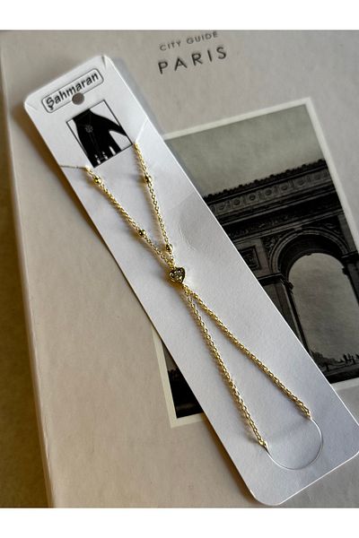 shop Heart Detailed Zircon Stone Gold Steel Şahmeran