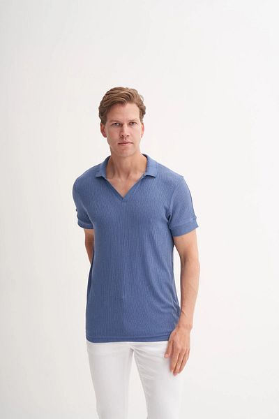 Cazador Πλεκτό ζακάρ μπλουζάκι Polo Neck Regular Fit 4079