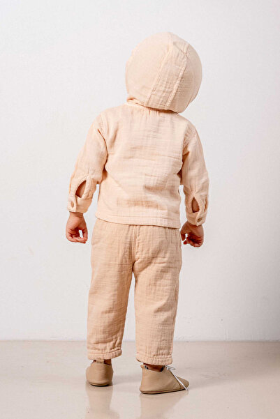 bombe Baby Kids Salmon Cotton Hooded Comfortable 2-Piece Set Trend Fashion Bottom Top Set