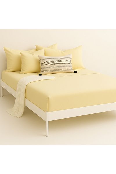 Prime Sleeks 100% Cotton Double Fitted Sheet Set – 160X200 cm Sheet - 2 Pillowcases