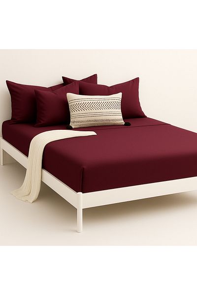 Prime Sleeks 100% Cotton Double Fitted Sheet Set – 160X200 cm Sheet - 2 Pillowcases