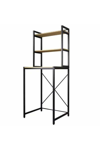 Quasar & Co. Raft depozitare universal Quasar & Co.,peste masina de spalat,3 polite,metal/lemn,65x60x182cm,negru