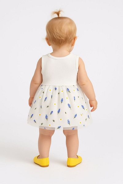 Trend Bebe Butik Baby Floral Patterned Tulle Summer Dress 6-18 Months |   Lavender & Daisy Patterned Body Jumpsuit