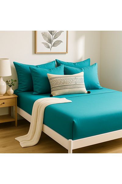 Prime Sleeks 100% Cotton Double Fitted Sheet Set – 160X200 cm Sheet - 2 Pillowcases