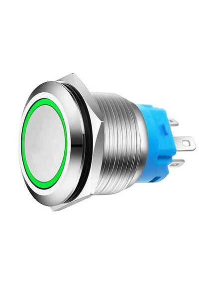 CLASSLIGHTS Buton de acționare 22mm cu reținere, 12-24V, LED verde, mufă inclusă, ElectroAZ