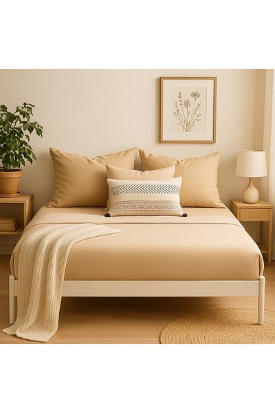 Prime Sleeks 100% Cotton Double Fitted Sheet Set – 160X200 cm Sheet - 2 Pillowcases