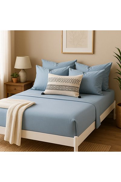 Prime Sleeks 100% Cotton Double Fitted Sheet Set – 160X200 cm Sheet - 2 Pillowcases