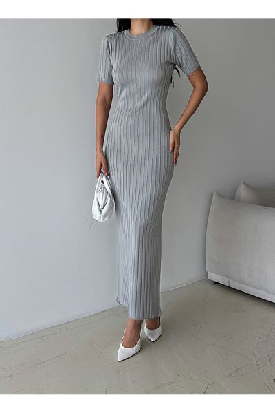 Denivy Fitted Ribbed Knitwear Dress
