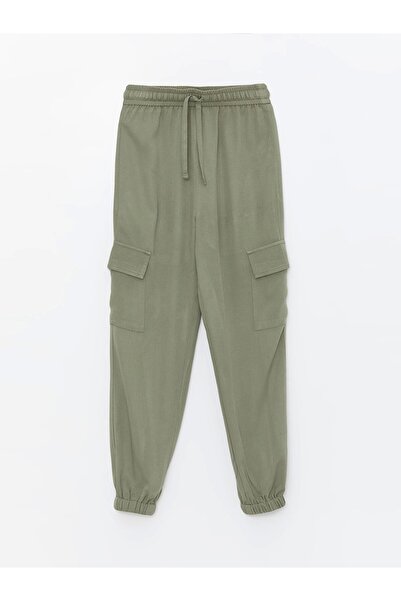 LC Waikiki Lcw Kids Khaki Girls Cargo Jogger Pants with Elastic Waist