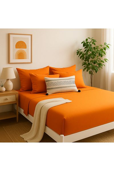 Prime Sleeks 100% Cotton Double Fitted Sheet Set – 160X200 cm Sheet - 2 Pillowcases