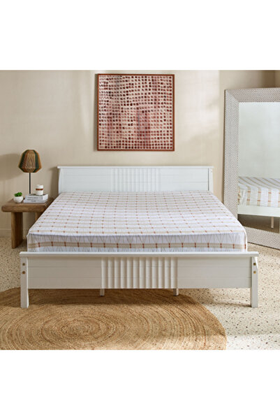 Home Box ملاءة سرير قطنية مطبوعة بشبكة مالطا مقاس كينج 180 × 200 + 33 سم