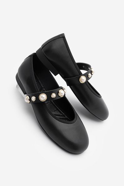 Marjin Damen-Ballerinas Vesma mit schwarzem Perlenband