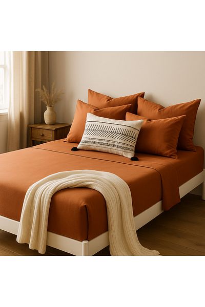 Prime Sleeks 100% Cotton Double Fitted Sheet Set – 160X200 cm Sheet - 2 Pillowcases