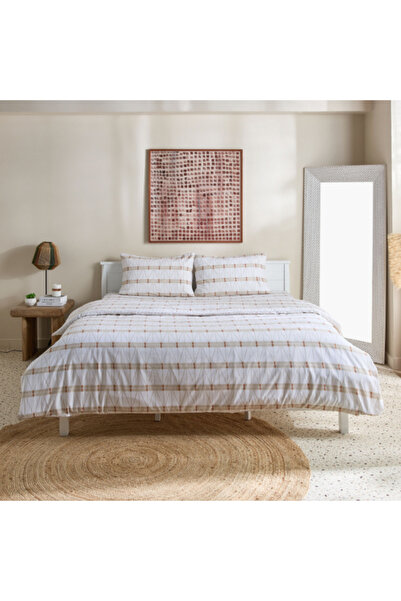 Home Box Malta Lattice 3-Piece Printed Cotton Super King Duvet Cover Set 220x240 cm