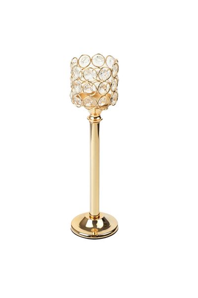 PUFO Suport elegant pentru lumânări Pufo Gentle, tip sfeșnic, metalic, 29 x 8 cm, auriu