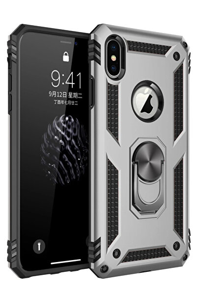 NewFace حافظة آيفون XS ماكس غطاء سيليكون مع حلقة صوفيا - فضي SPTGL